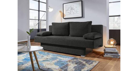 SCHLAFSOFA Webstoff Schwarz  - Alufarben/Schwarz, Design, Kunststoff/Textil (190/74-86/80cm) - Carryhome