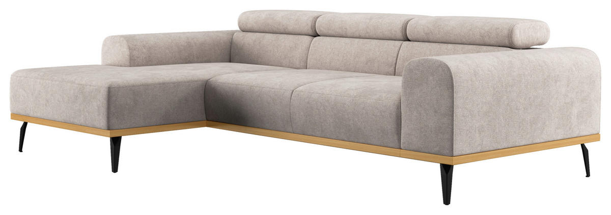 ECKSOFA Hellgrau Mikrofaser  - Hellgrau/Schwarz, KONVENTIONELL, Textil/Metall (157/244cm) - Cotta