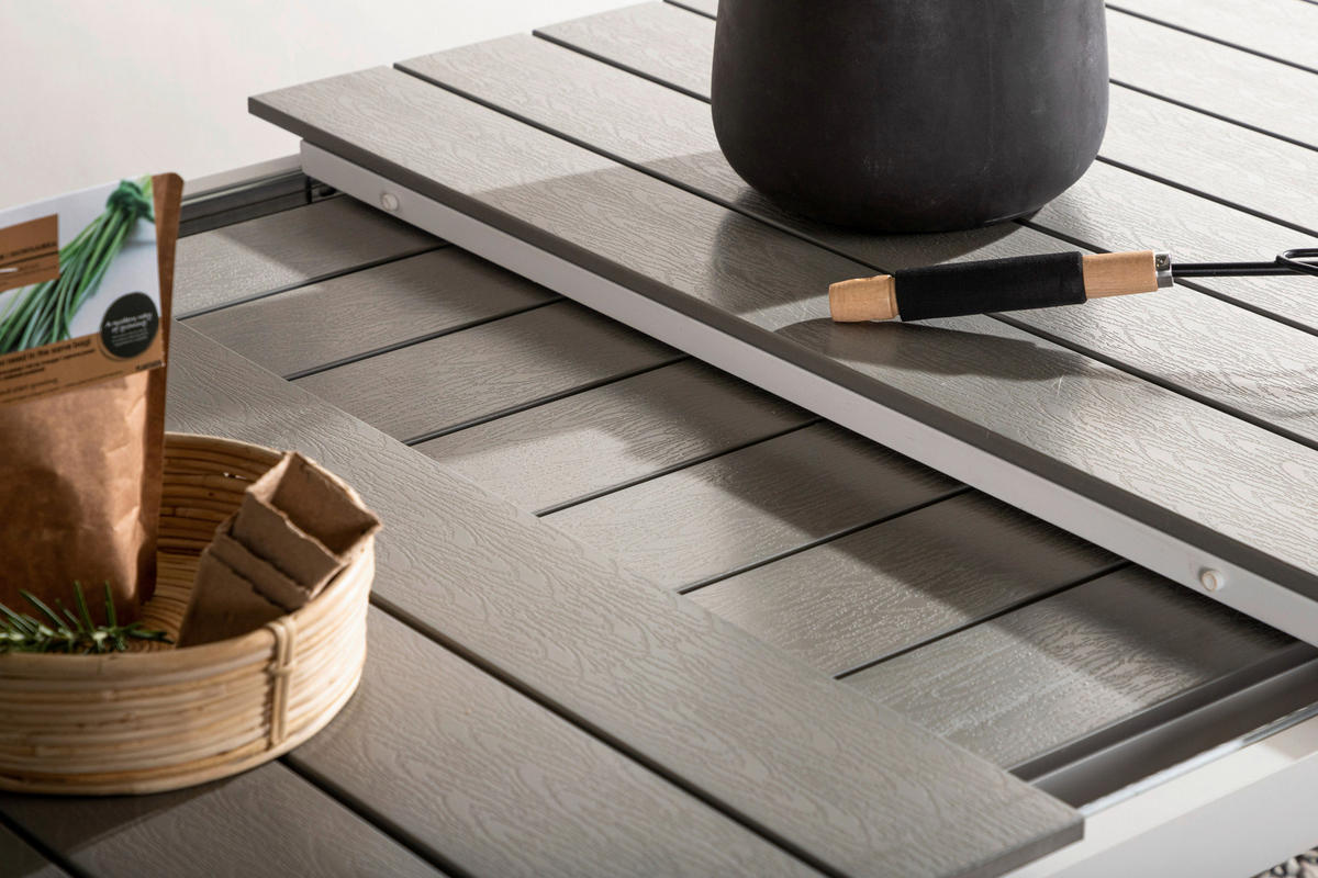 GARTENTISCH Metall Grau, Weiß rechteckig  - Weiß/Grau, KONVENTIONELL, Metall (229/100/75cm) - Gardenson