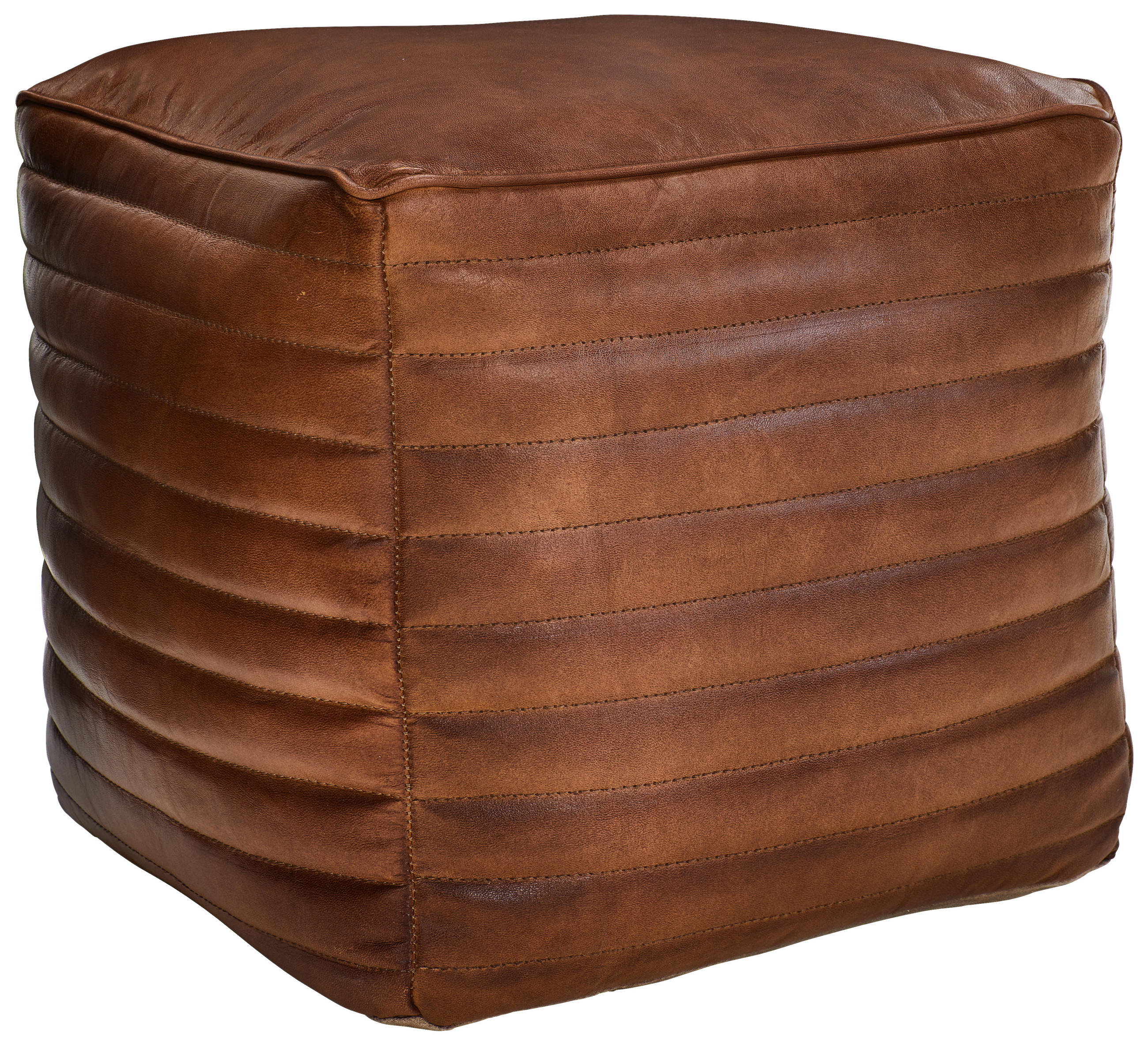 HOCKER Echtleder Cognac  - Cognac, LIFESTYLE, Leder (40/40/40cm) - Landscape
