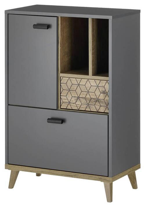 MIDISZEKRÉNY 60/90/33 cm  - grafitszürke/tölgyfa, Natur, műanyag/faalapú anyag (60/90/33cm) - Xora