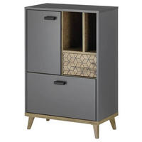 MIDISZEKRÉNY 60/90/33 cm  - grafitszürke/tölgyfa, Natur, műanyag/faalapú anyag (60/90/33cm) - Xora