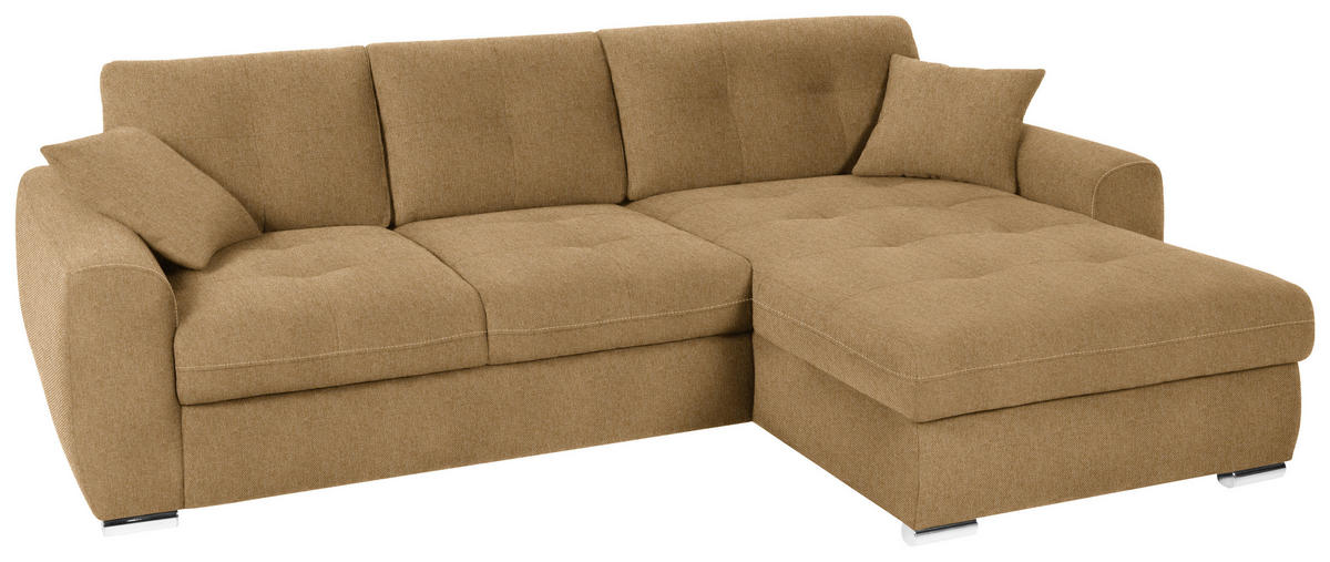 ECKSOFA in Mikrofaser Orange  - Chromfarben/Orange, Modern, Kunststoff/Textil (276/193cm) - Hom`in
