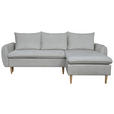 ECKSOFA Grau Chenille  inkl. Rückenkissen, Bettkasten, Schlaffunktion, Rücken echt, Liegefläche im Originalstoff  - Buchefarben/Grau, KONVENTIONELL, Holz/Textil (244/163cm) - Carryhome