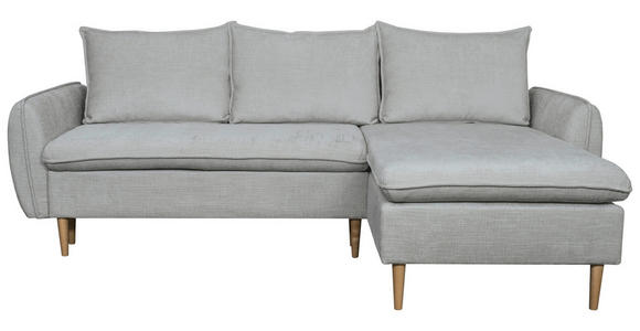 ECKSOFA Grau Chenille  inkl. Rückenkissen, Bettkasten, Schlaffunktion, Rücken echt, Liegefläche im Originalstoff  - Buchefarben/Grau, KONVENTIONELL, Holz/Textil (244/163cm) - Carryhome