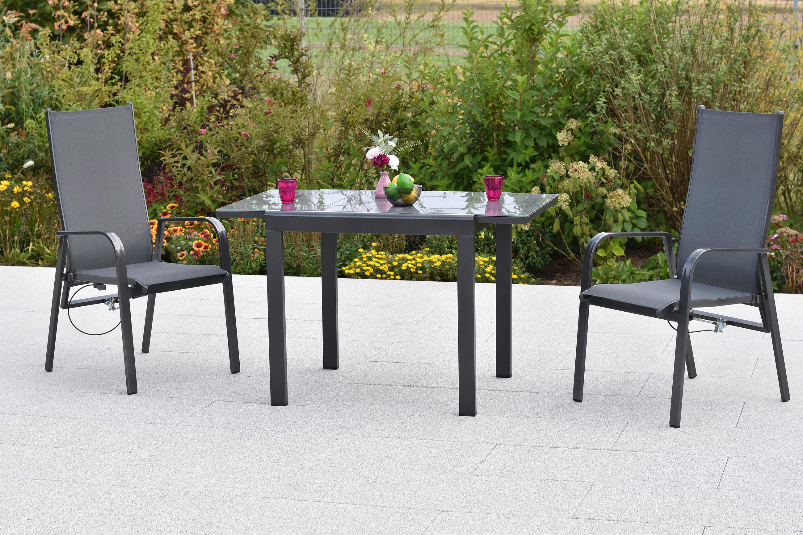 GARTENSET Aluminium  - Graphitfarben/Grau, MODERN, Textil/Metall - Gardenson
