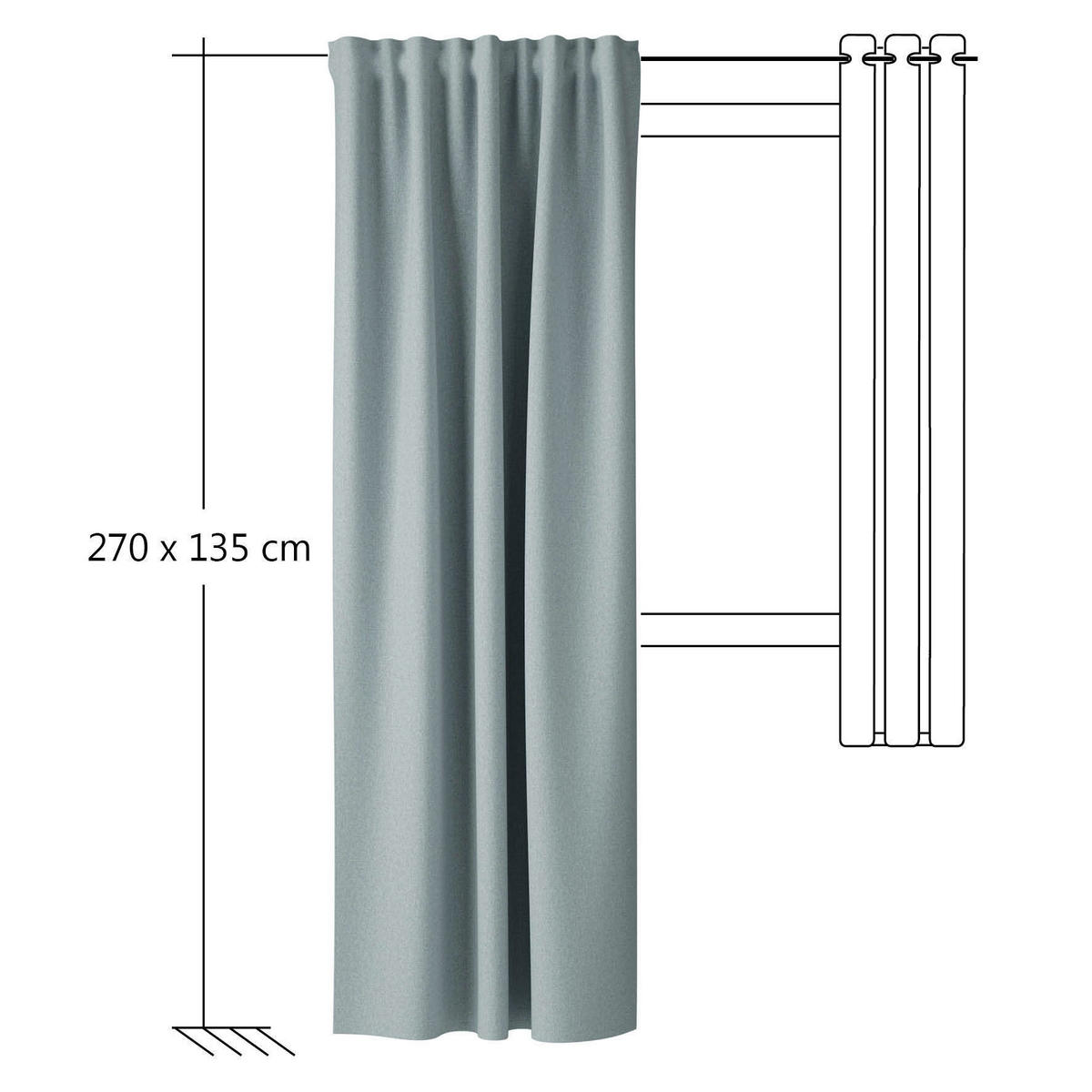 VERDUNKELUNGSVORHANG black-out (lichtundurchlässig)  - Blau, Basics, Textil (135/270cm) - Fuggerhaus
