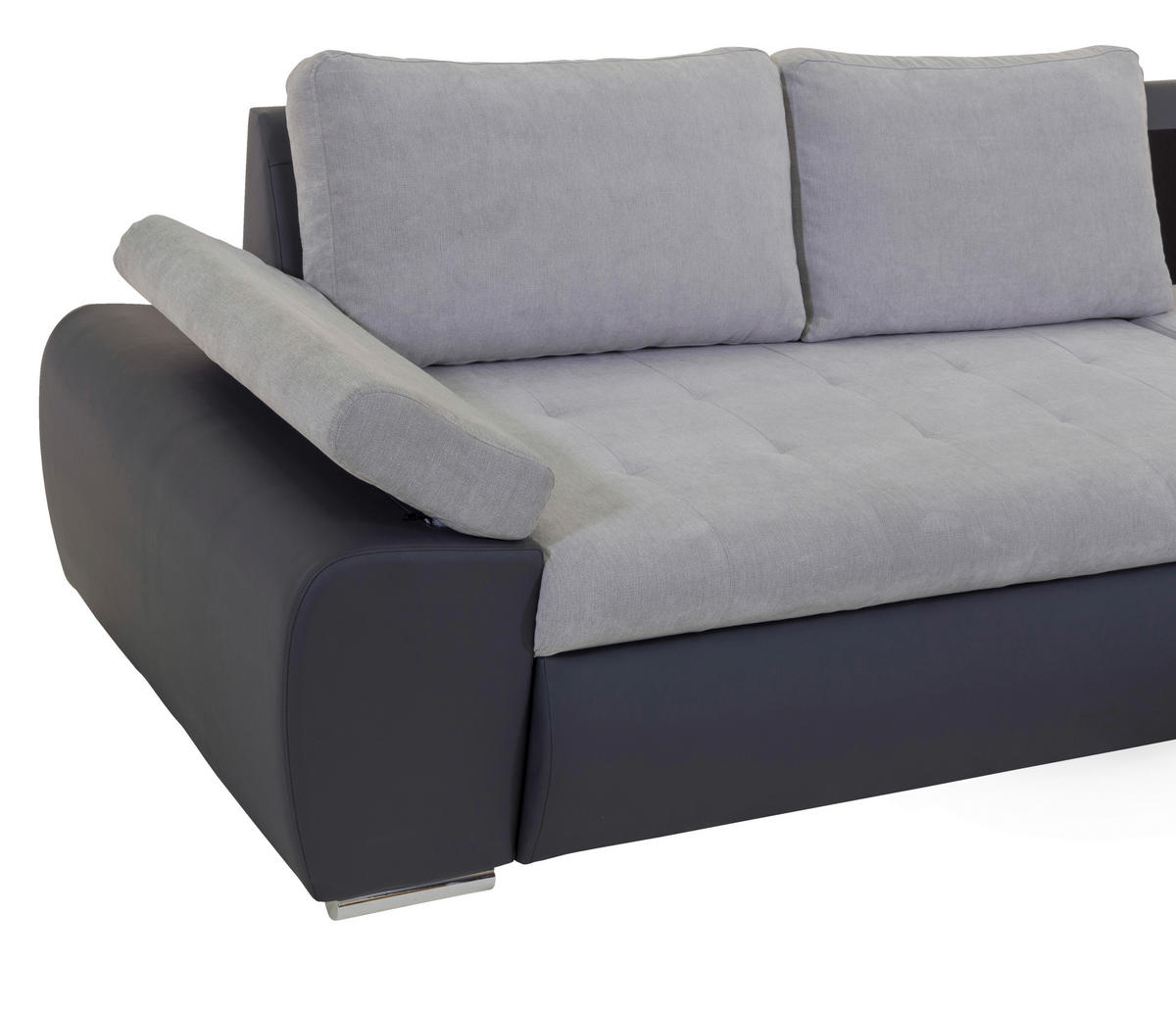 ECKSOFA Grau, Dunkelgrau Flachgewebe  - Dunkelgrau/Grau, Design, Kunststoff/Textil (271/175cm) - MID.YOU