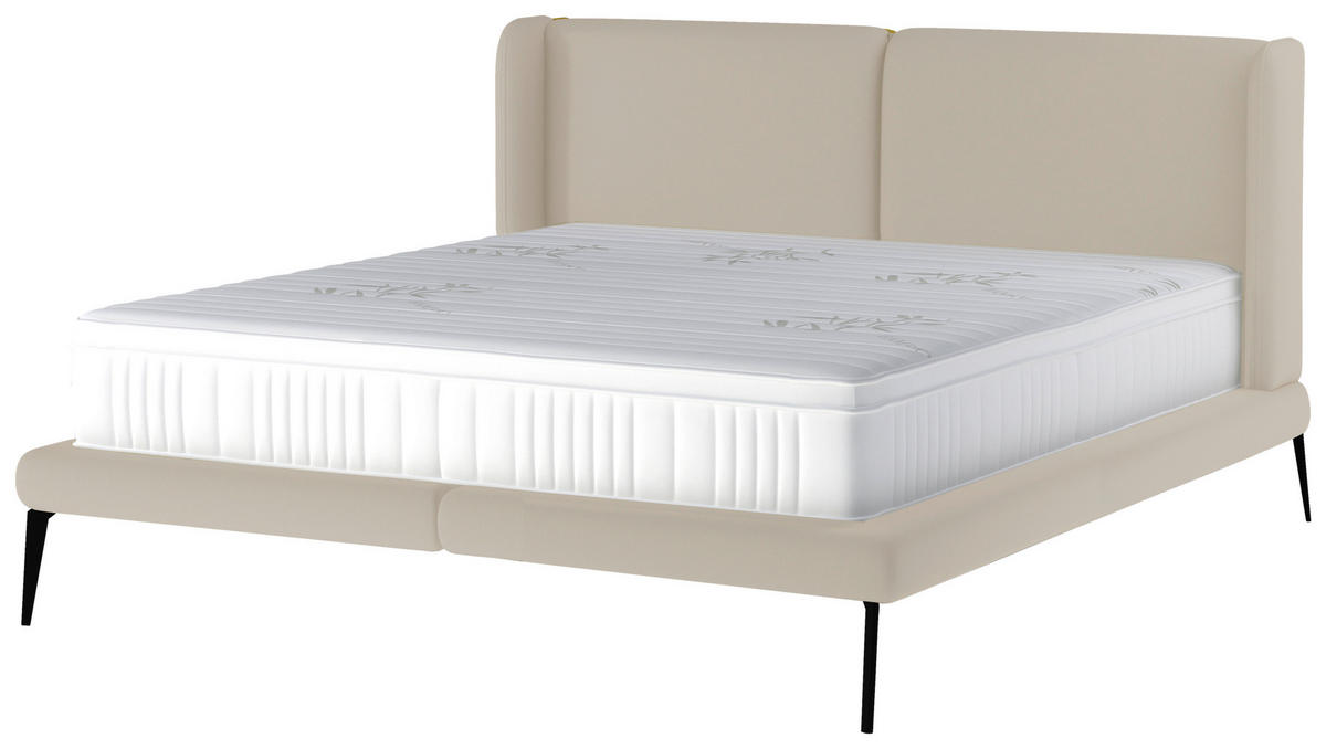 STOPPAD SÄNG 180/200 cm  i beige  - vit/beige, Modern, metall/textil (180/200cm) - Johann Jakob