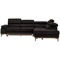 ECKSOFA Lederlook Grau  - Schwarz/Grau, Natur, Holz/Textil (282/226cm) - Novel
