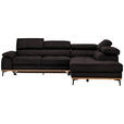 ECKSOFA  in Lederlook Grau Bettkasten, Schlaffunktion, Kopfteilverstellung  282/226 cm  - Schwarz/Grau, Natur, Holz/Textil (282/226cm) - Novel