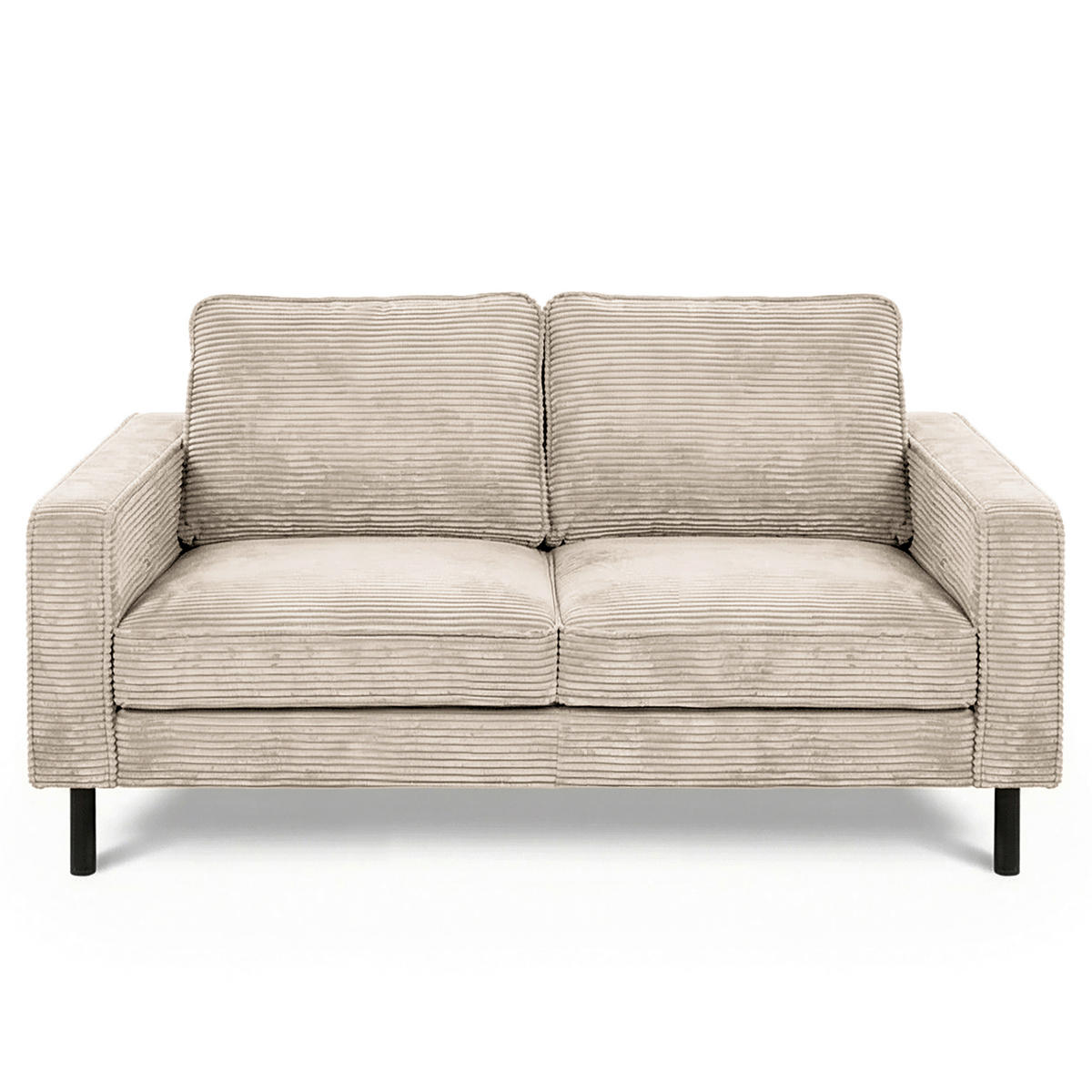 2-SITZER-SOFA  in Cord Hellgrau Modern  - Hellgrau/Schwarz, Design, Textil/Metall (148/85/92cm) - Livetastic