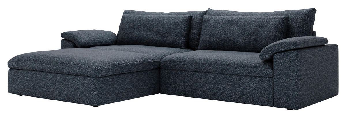 ECKSOFA  in Webstoff Blau  198/306 cm  - Blau/Schwarz, MODERN, Kunststoff/Textil (198/306cm) - Carryhome