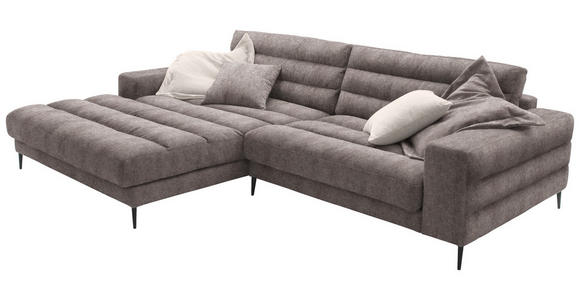 ECKSOFA in Flachgewebe Hellbraun 207/296 cm - Hellbraun/Schwarz, Design, Textil/Metall (207/296cm) - Dieter Knoll