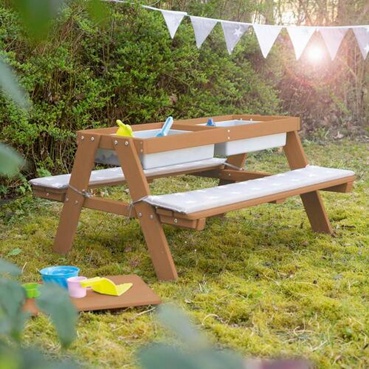 KINDER-GARTENSET Holz  - Teakfarben, Basics, Holz (89/50/85,5cm) - Roba