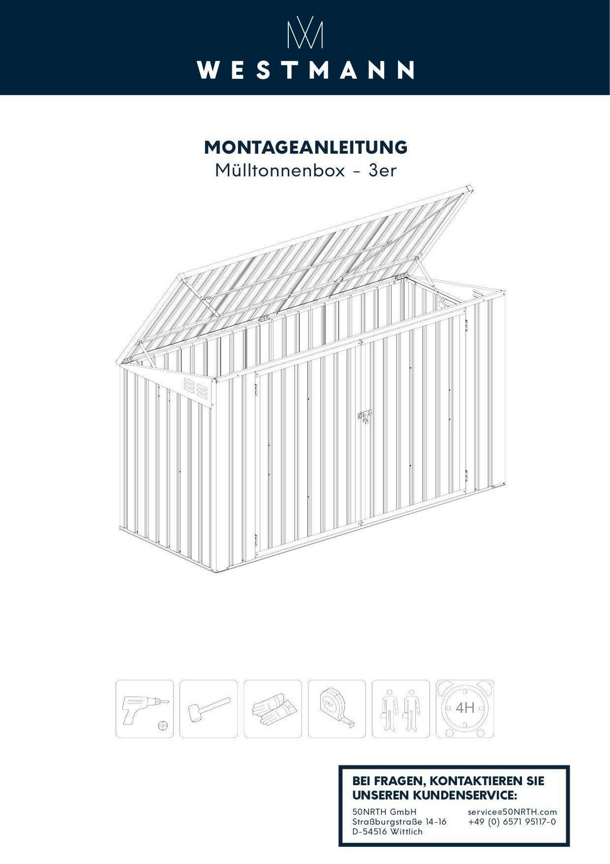 MÜLLTONNENBOX - Dunkelgrau, Basics, Metall (235/131/100cm) - Ambia Garden