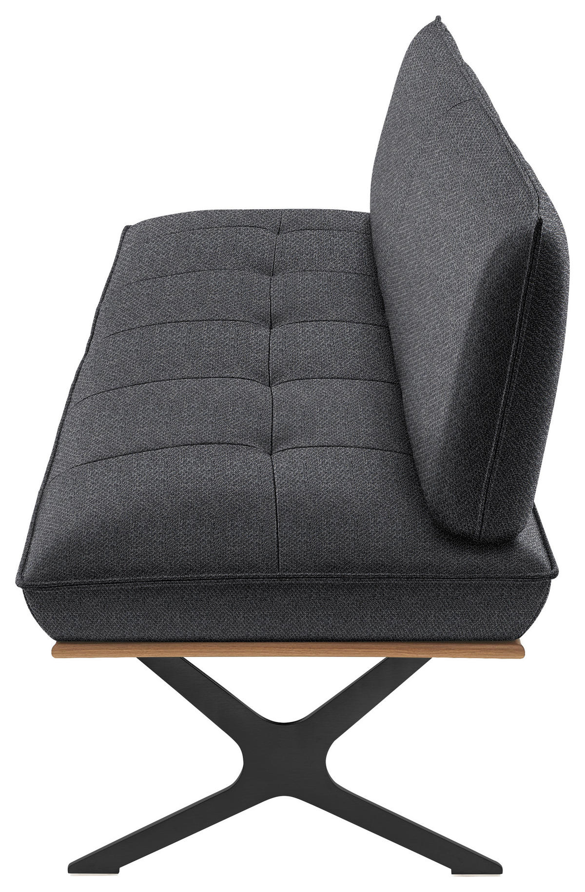SITZBANK 194/88/66 cm  in Grau, Schwarz, Nussbaumfarben  - Nussbaumfarben/Schwarz, Design, Holz/Textil (194/88/66cm) - Koinor