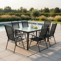 GARTENTISCHGRUPPE Aluminium  - Anthrazit, Basics, Glas/Textil (140/80/73cm) - Gardenson