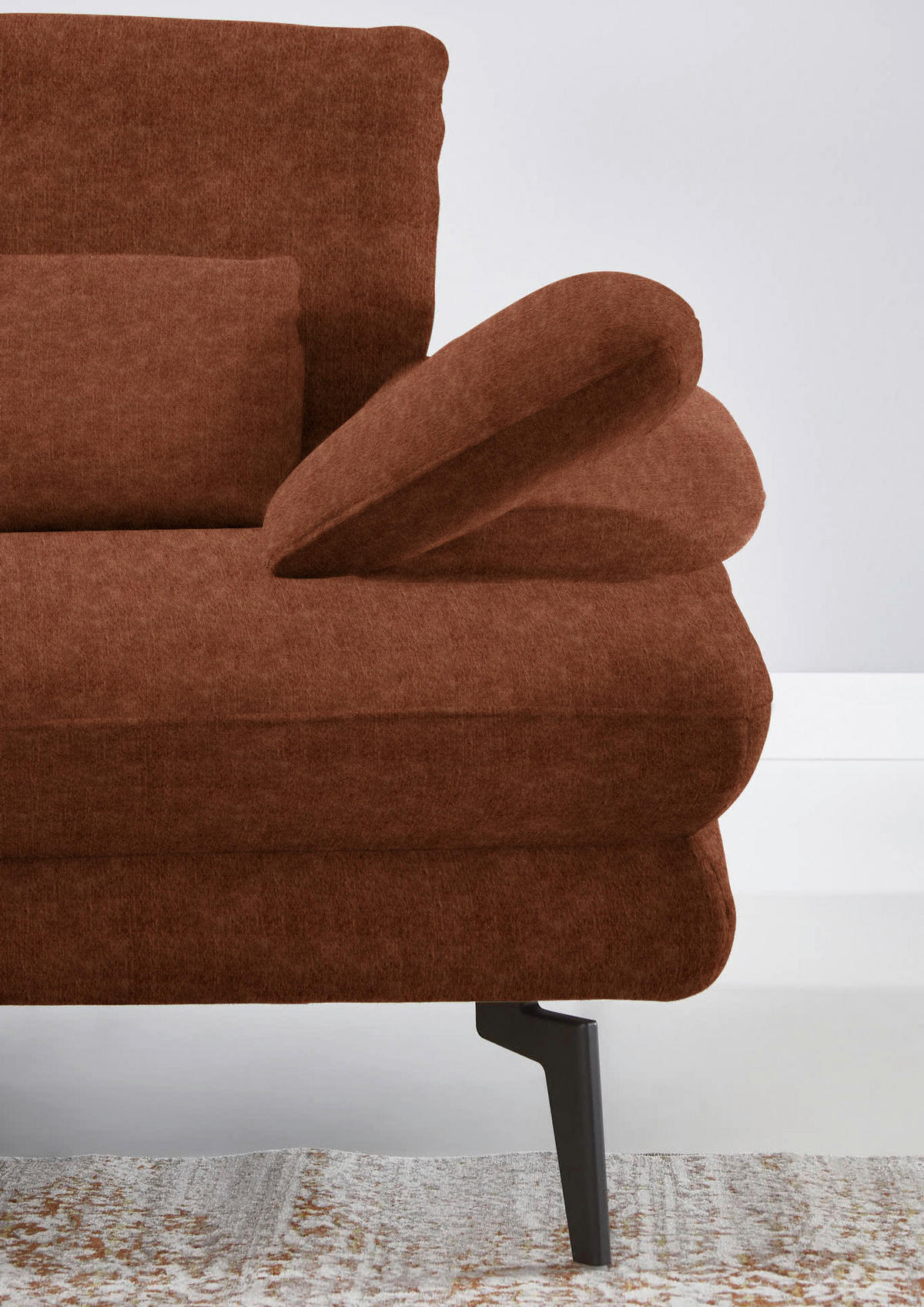 ECKSOFA in Velours Kupferfarben  - Schwarz/Kupferfarben, Design, Textil/Metall (180/310cm) - Dieter Knoll