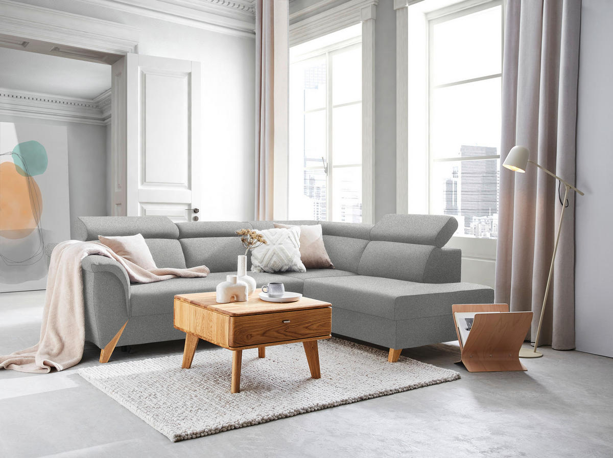 ECKSOFA  in Chenille Greige  265/200 cm  - Greige/Naturfarben, KONVENTIONELL, Holz/Textil (265/200cm) - Stylife
