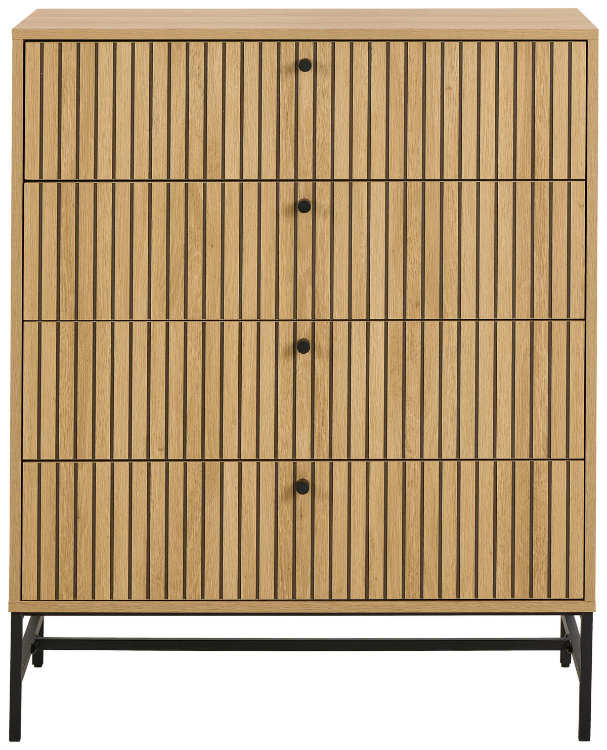 KOMODA, črna, barve hrasta  - črna/barve hrasta, Design, kovina/leseni material (80,6/100,1/40cm) - MID.YOU