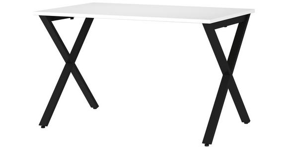 SCHREIBTISCH 120/80/75 cm, Schwarz, Weiß, in verschiedenen Holz-Dekoren erhältlich, justierbare Füße  - Schwarz/Weiß, MODERN, Holzwerkstoff/Metall (120/80/75cm) - Novel