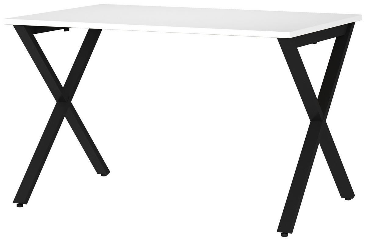 SCHREIBTISCH 120/80/75 cm  in Schwarz, Weiß  - Schwarz/Weiß, MODERN, Holzwerkstoff/Metall (120/80/75cm) - Novel