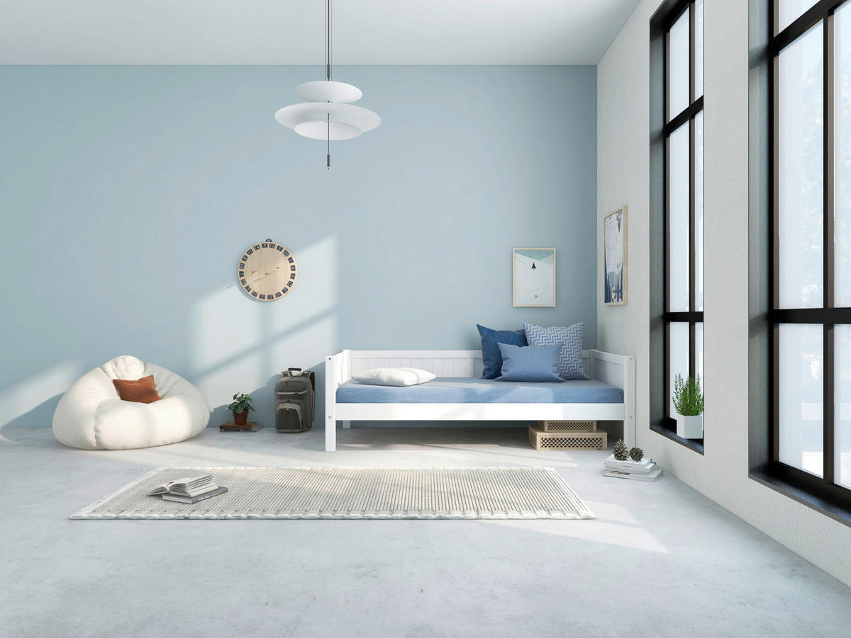 BETT 90/200 cm,  in Weiß, Rollrost  - Weiß, MODERN, Holz (90/200cm) - Chameo