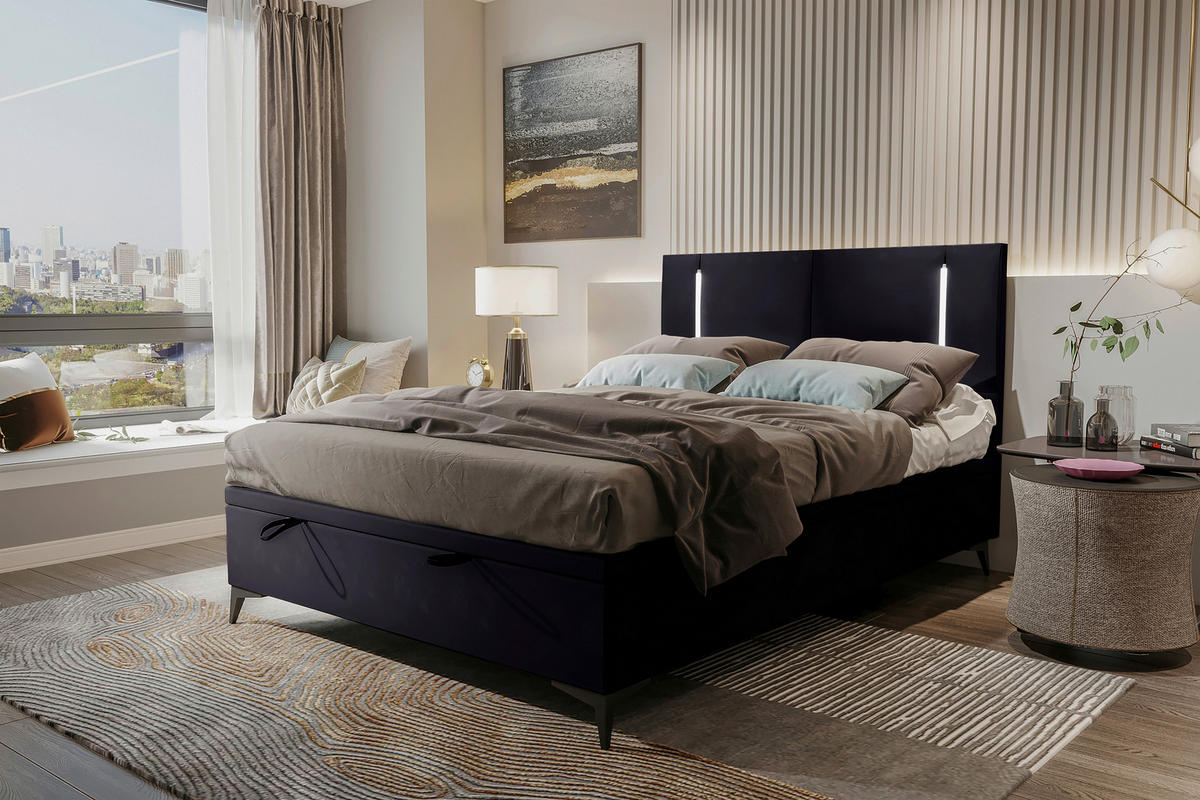 BOXBETT 140/200 cm  in Schwarz  - Schwarz, KONVENTIONELL, Textil/Metall (140/200cm) - Modante