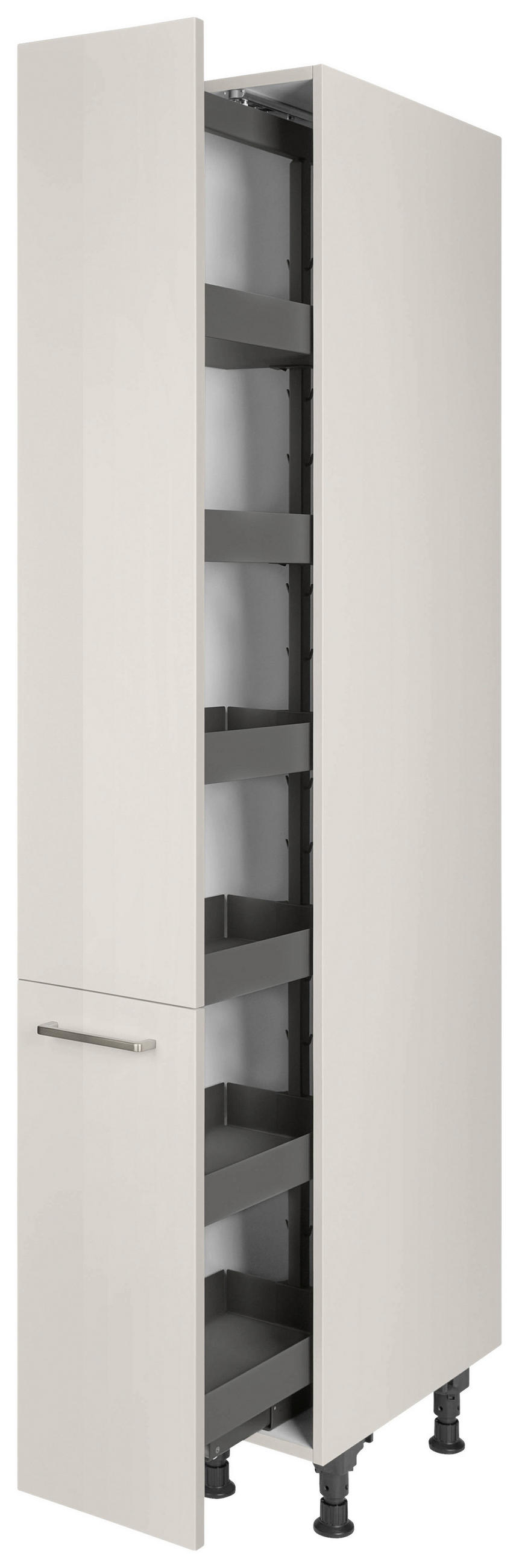 APOTHEKERSCHRANK 30/216,6/58 cm  in Hellgrau  - Edelstahlfarben/Hellgrau, MODERN, Holzwerkstoff/Metall (30/216,6/58cm) - Nobilia