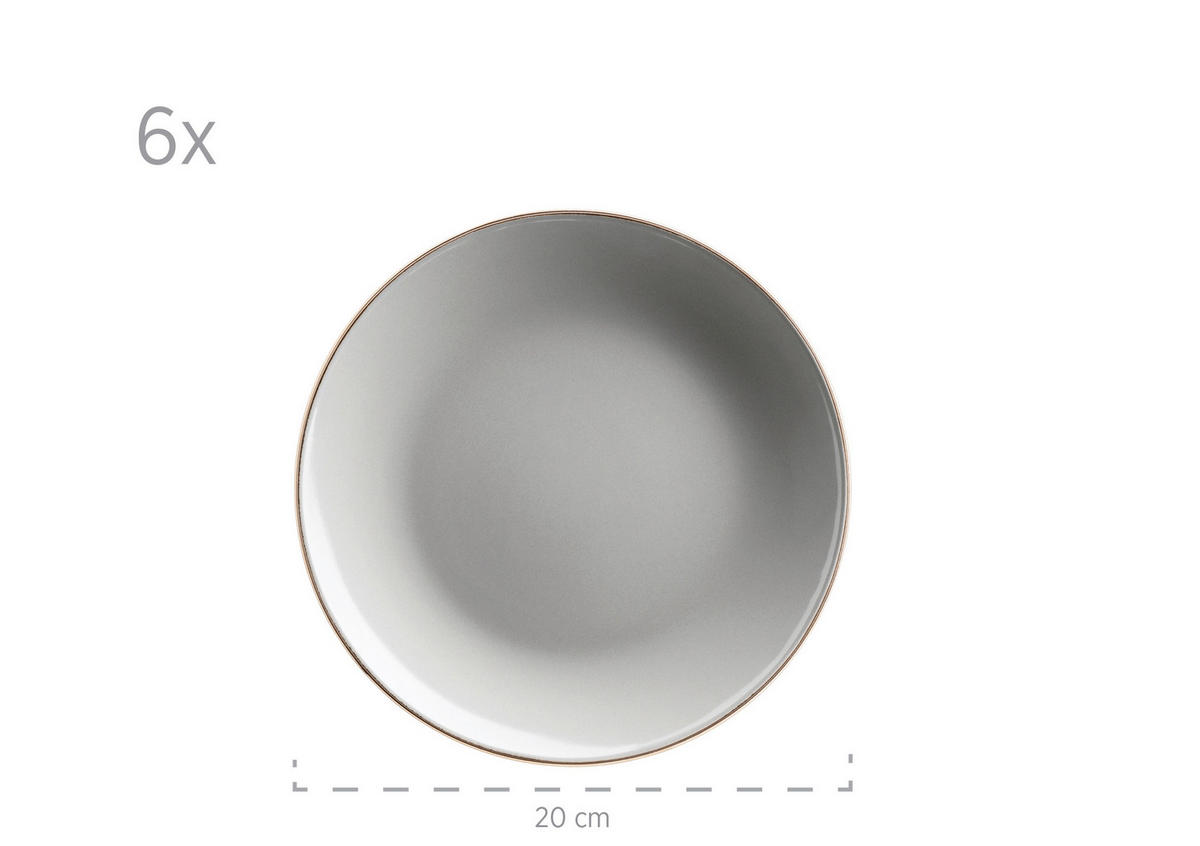 KOMBISERVICE Grau Metallic Rim 24-teilig 6 Personen  - Grau, Basics, Keramik (43/32,5/32cm) - Mäser