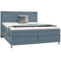 BOXSPRINGBETT 200/200 cm  in Blau  - Chromfarben/Blau, KONVENTIONELL, Kunststoff/Textil (200/200cm) - Voleo