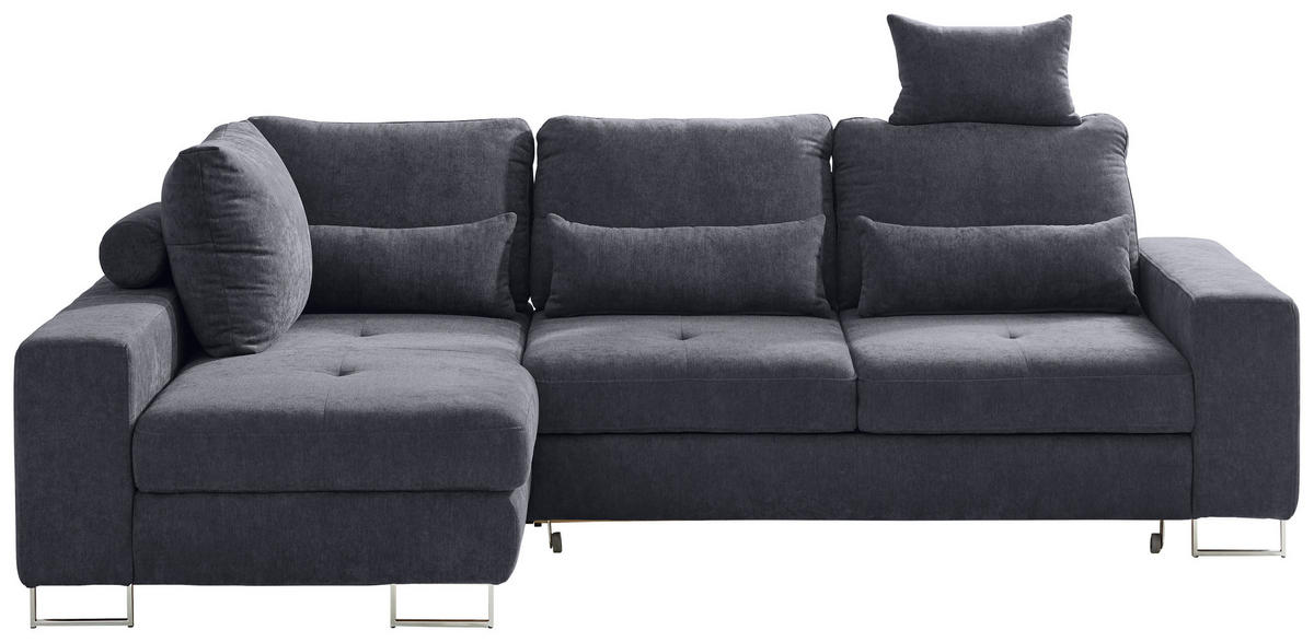 ECKSOFA  in Flachgewebe Schwarz  188/260 cm  - Schwarz, Design, Textil/Metall (188/260cm) - Hom`in