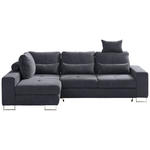 ECKSOFA  in Flachgewebe Schwarz  188/260 cm  - Schwarz, Design, Textil/Metall (188/260cm) - Hom`in