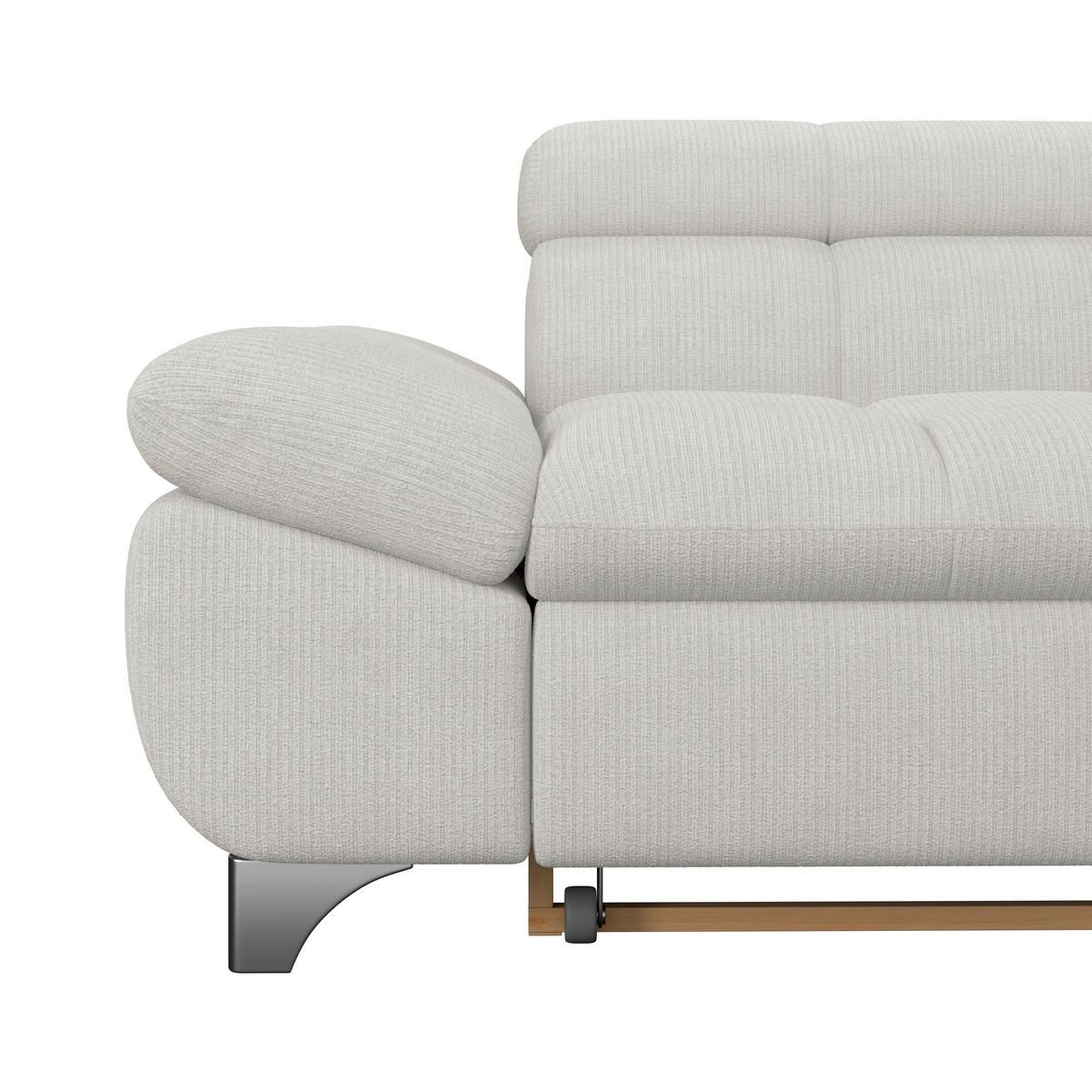 ECKSOFA Creme Chenille  - Chromfarben/Creme, KONVENTIONELL, Textil/Metall (312/234cm) - Livetastic