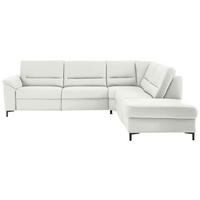 ECKSOFA  in Echtleder Weiß  290/249 cm  - Schwarz/Weiß, KONVENTIONELL, Leder/Metall (290/249cm) - Beldomo Premium