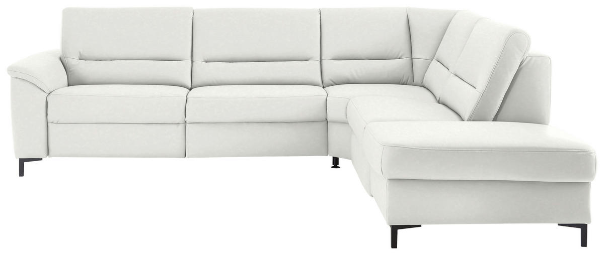 ECKSOFA  in Echtleder Weiß  290/249 cm  - Schwarz/Weiß, KONVENTIONELL, Leder/Metall (290/249cm) - Beldomo Premium