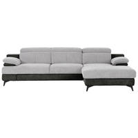 ECKSOFA in Chenille Graphitfarben, Silberfarben  - Silberfarben/Schwarz, Design, Textil/Metall (291/80-98/178cm) - Livetastic