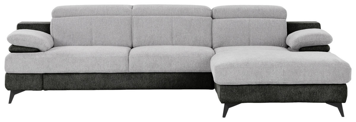 ECKSOFA in Chenille Graphitfarben, Silberfarben  - Silberfarben/Schwarz, Design, Textil/Metall (291/80-98/178cm) - Livetastic