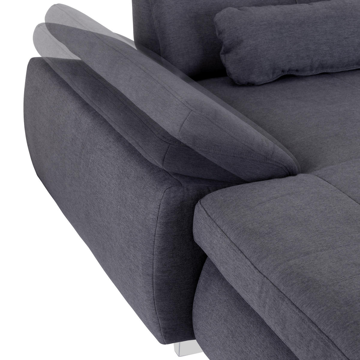 SOFFA i chenille, mikrofiber grå  - kromfärg/grå, Modern, metall/textil (195/371/260cm) - MID.YOU