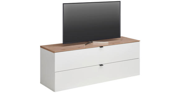 TV-ELEMENT Weiß, Eiche Artisan 140/62/44 cm - Schwarz/Weiß, MODERN, Holzwerkstoff/Metall (140/62/44cm) - Hom`in