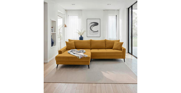 ECKSOFA  in Cord Currygelb  173/280 cm  - Currygelb/Schwarz, KONVENTIONELL, Textil/Metall (173/280cm) - Hom`in