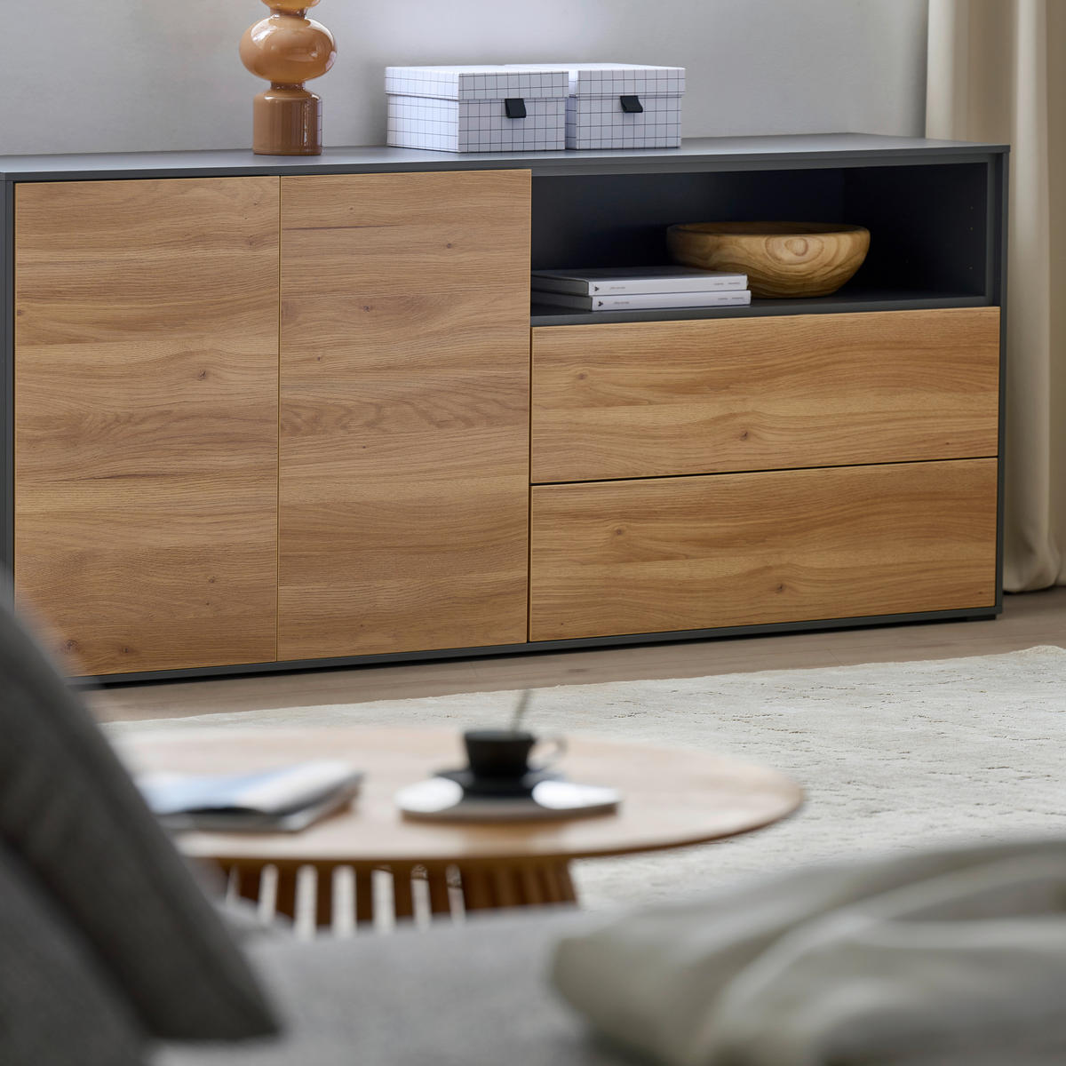 REGALELEMENT 179,1/72,6/40 cm Graphitfarben  179,1/72,6/40 cm  - Graphitfarben, Design, Holzwerkstoff (179,1/72,6/40cm) - home24