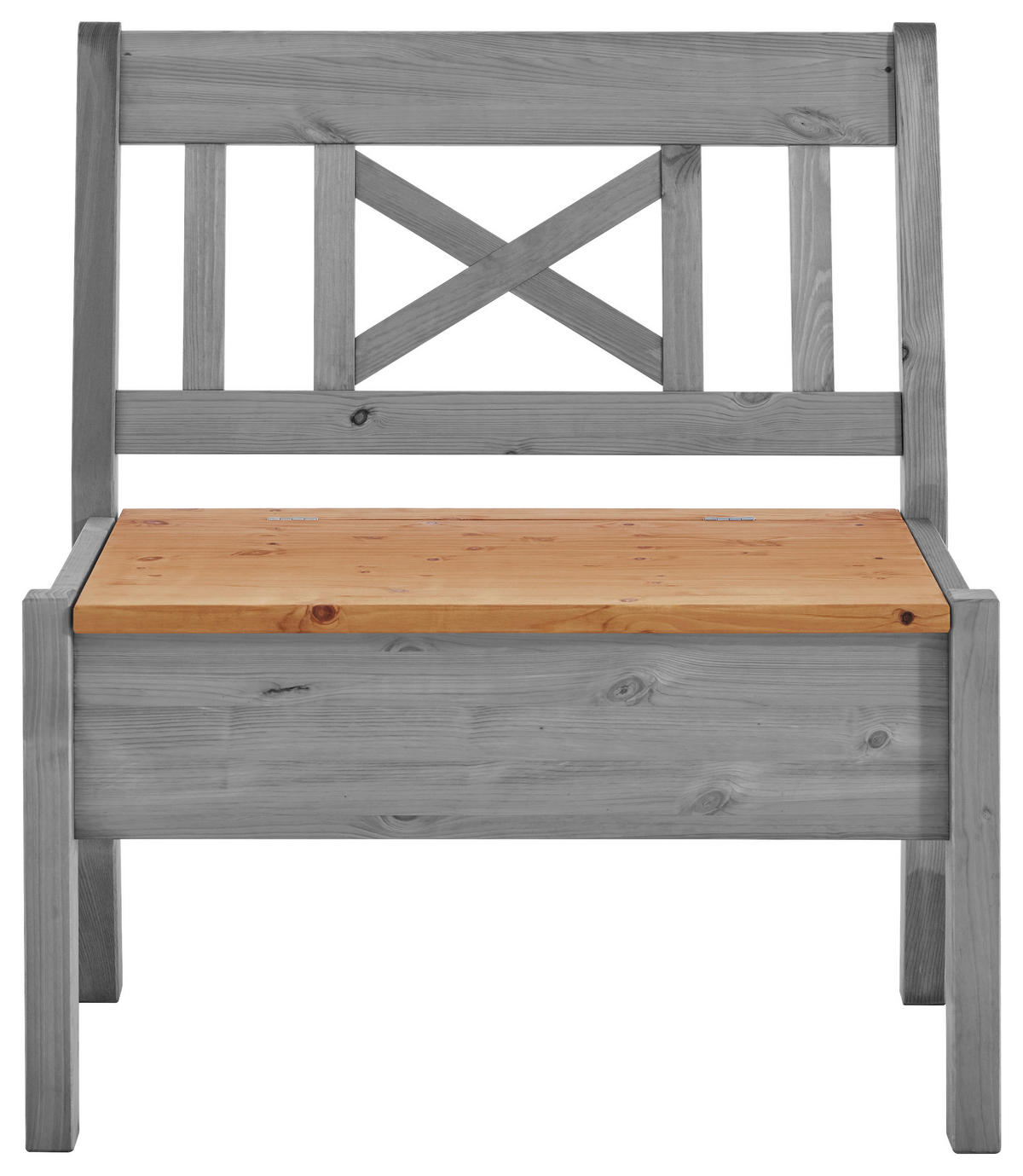 SITZBANK 84/93/58 cm Grau, Laugenfarbig Kiefer massiv  - Laugenfarbig/Grau, ROMANTIK / LANDHAUS, Holz (84/93/58cm) - Boxxx