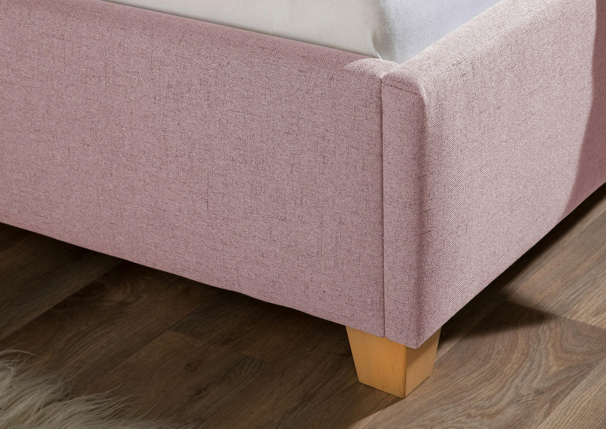 POLSTERBETT 160/200 cm,  in Rosa,  - Rosa/Naturfarben, MODERN, Holz/Textil (160/200cm) - Livetastic