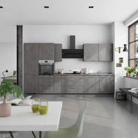 KÜCHENBLOCK Riva 360 cm  in Schieferfarben  - Schieferfarben/Edelstahlfarben, MODERN, Holzwerkstoff/Metall (360cm) - Nobilia