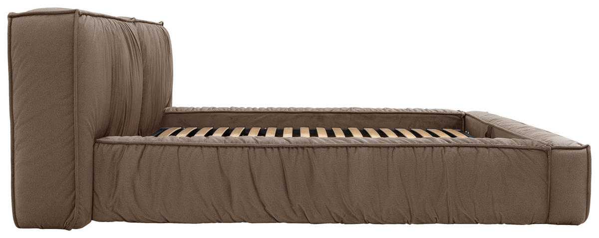 POLSTERBETT Bettkasten, Lattenrost 180/200 cm  in Taupe  - Taupe/Schwarz, Design, Holz/Textil (180/200cm) - Boxxx