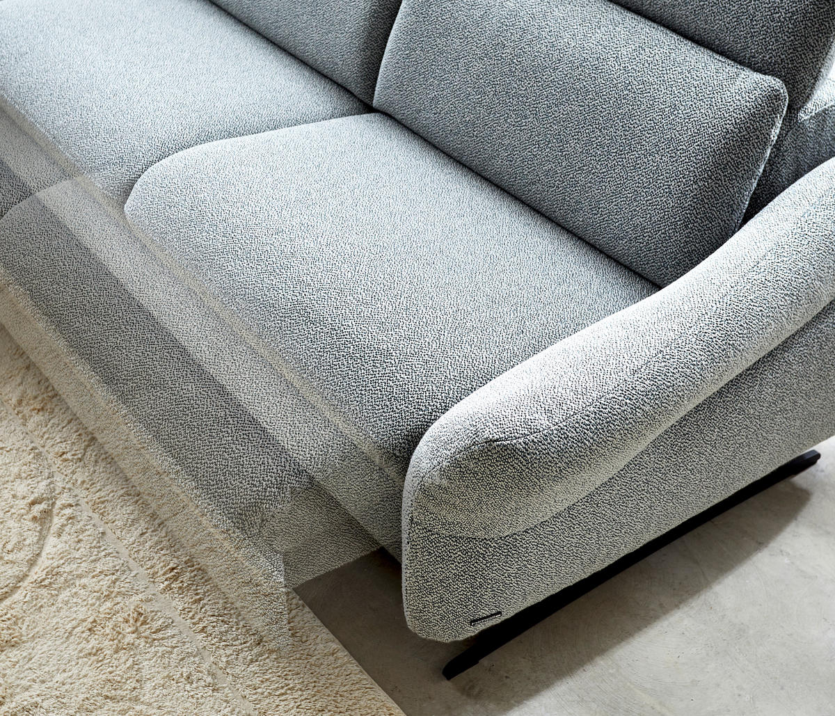 WOHNLANDSCHAFTOttomane links, L-Form  in Flachgewebe Grau  - Anthrazit/Grau, Design, Textil/Metall (178/308cm) - Himolla Komfortklass