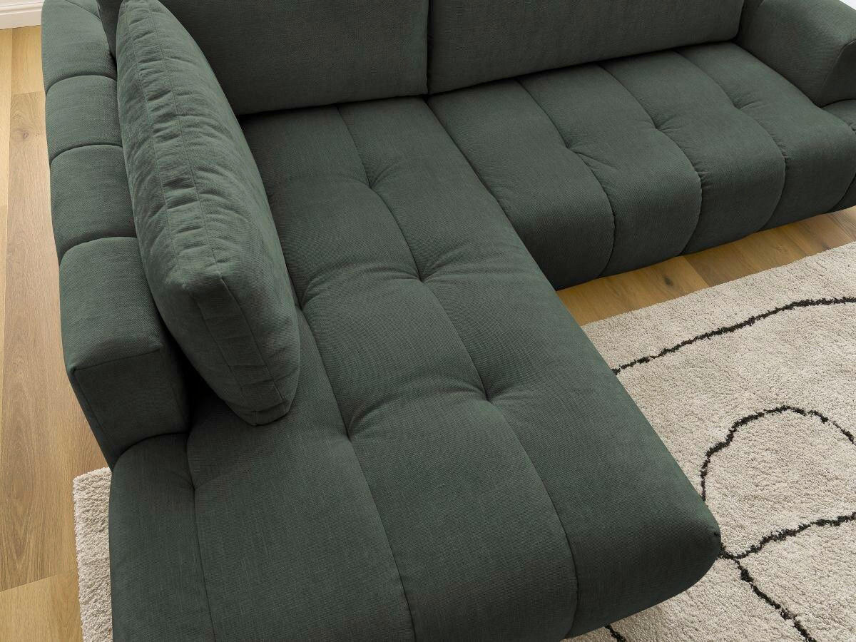ECKSCHLAFSOFA FUJI Leinenoptik Grün  inkl.  - Schwarz/Grün, MODERN, Kunststoff/Textil (204/282cm)