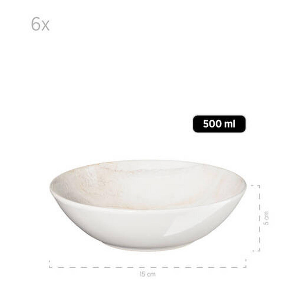 SALATSET  Ossia 7-teilig  - Beige, Basics, Keramik (35,5/36,5/31,5cm) - Mäser